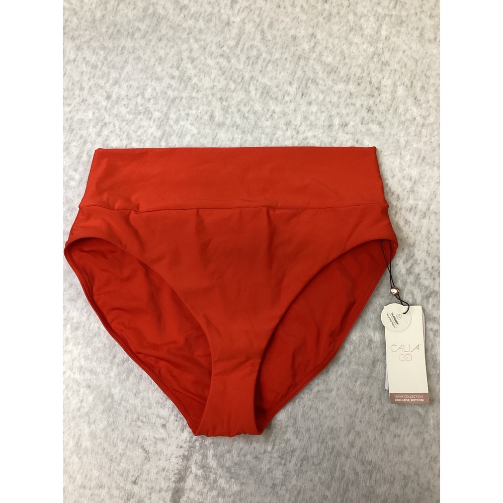 CALIA Womens Wide Banded High Rise Swim Bottom Fresh Red WSA15404SP25 Size M